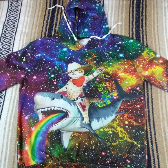 PULL OVER HOODIE CAT ALL OVER GRAPHICS ADULT 2XL - Picture 2 of 13